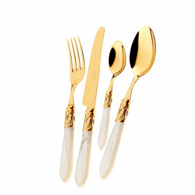 ALADDIN Cutlery Set - 31 Pieces - Ivory (24 kt Gold Plated)